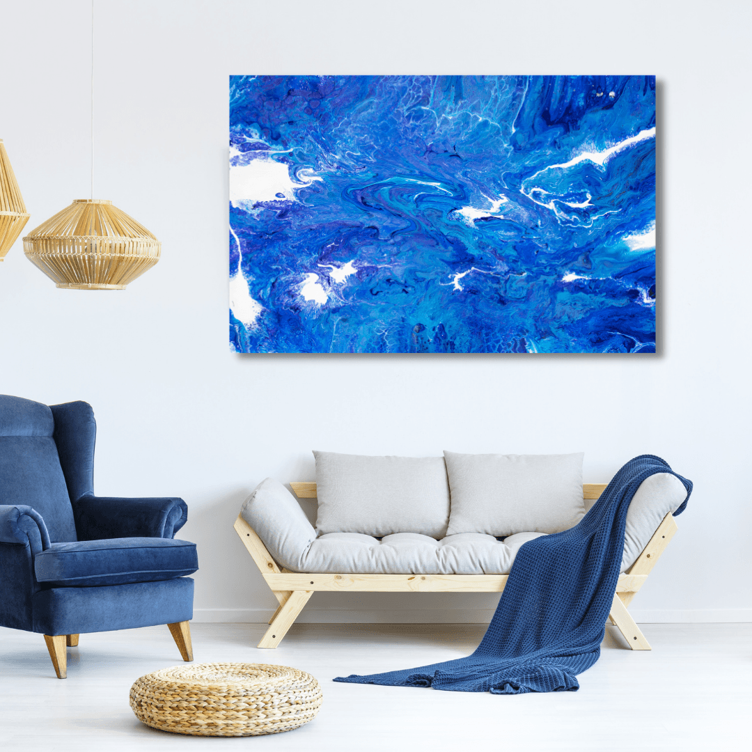 blue canvas painting