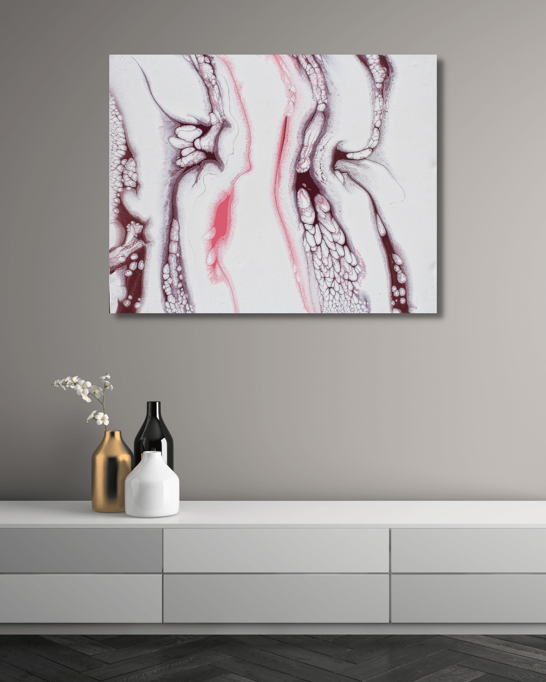 pink and white painting canvas